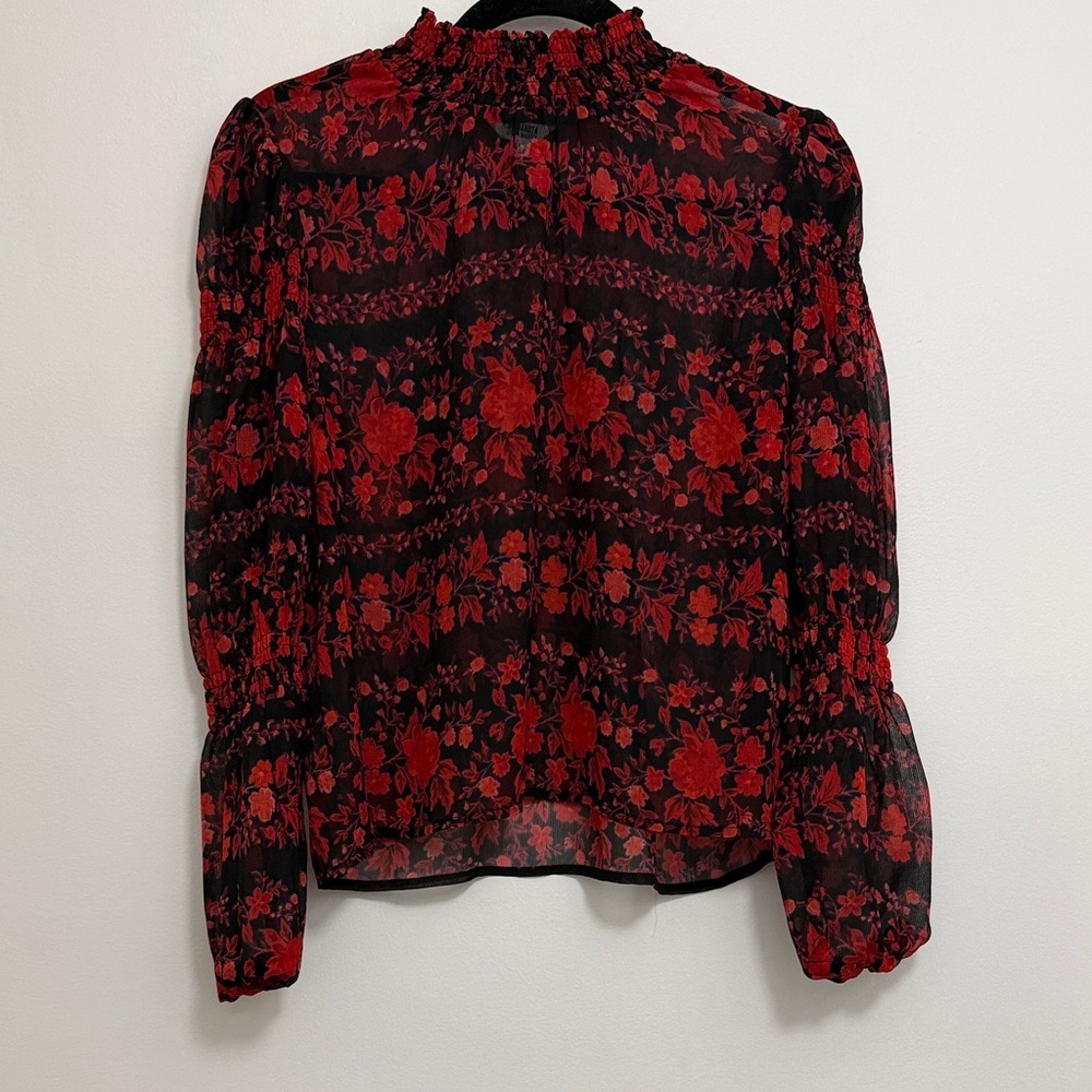 BB Dakota Red Floral Blouse
